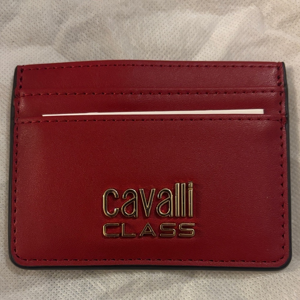 Cavalli Class Scarlet Red Card Holder Wallet New